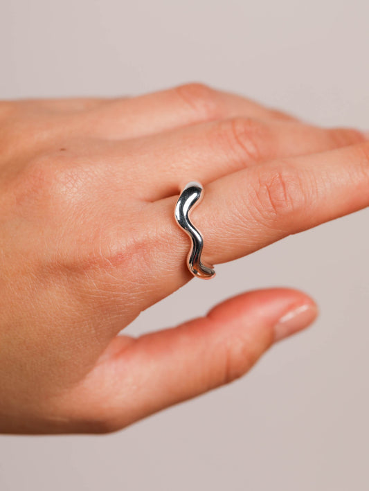Nāmaka wave ring in sterling silver