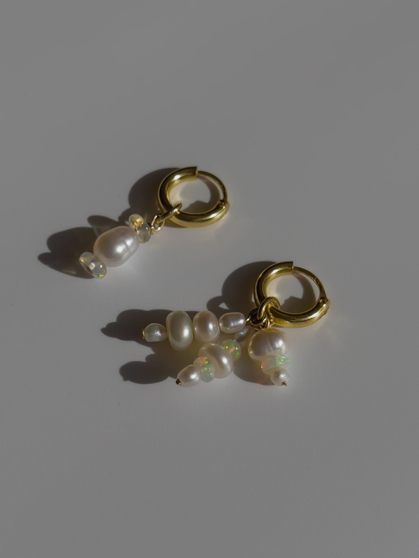 Mini Confetti Opal & Pearl Gold Hoops