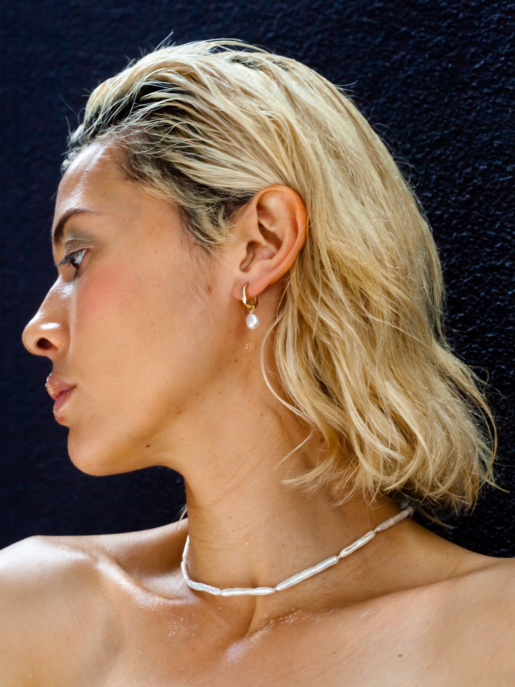 Luxe Keshi & Biwa Pearl Necklace. Biwa and Keshi pearls, naturally white with an iridescent shine and in free formed shapes feature on this stunning necklace. Elongated shaped Biwa pearls are peppered with nugget shaped Keshi pearls. This necklace is handcrafted using 100% Silk thread, and is highlighted with 14kt Gold Filled beads and hardware.  Designed and Handcrafted by nāmaka in Melbourne Australia