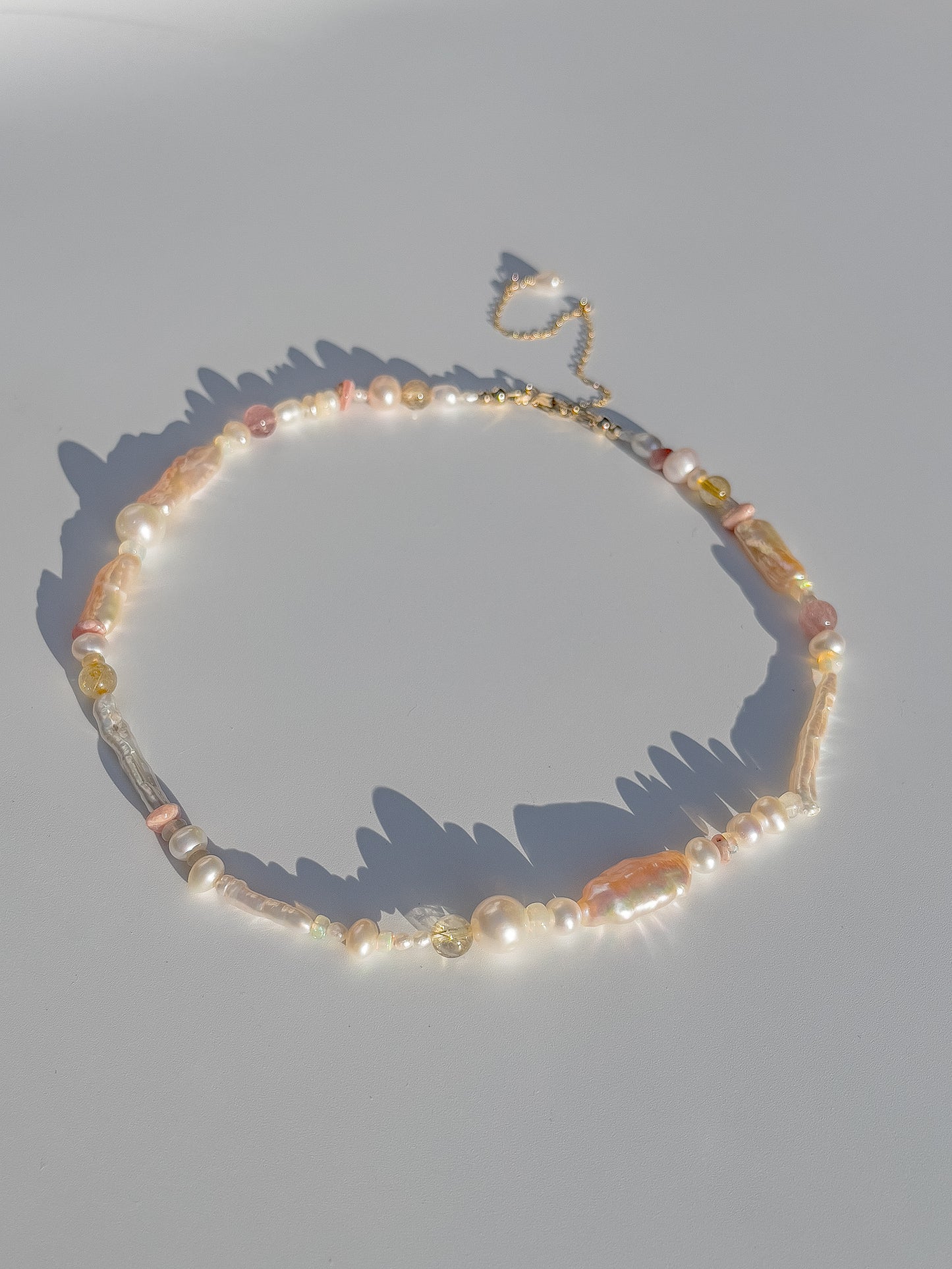 Peach Candy Pearl & Opal Necklace