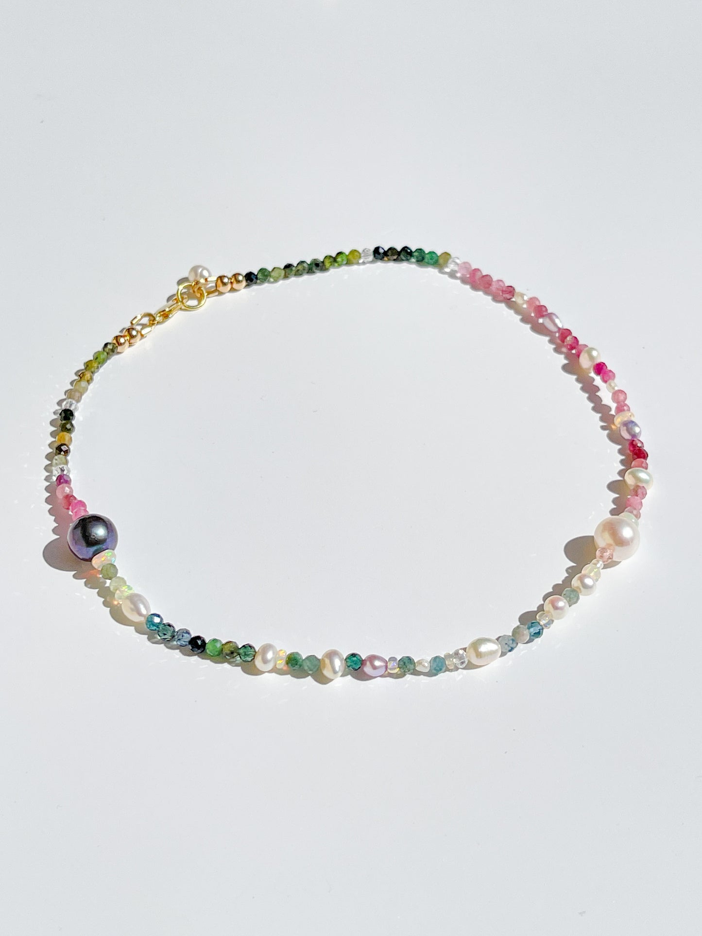 Nāmaka Tourmaline with Akoya & Tahitian Pearl Fine Choker Necklace.