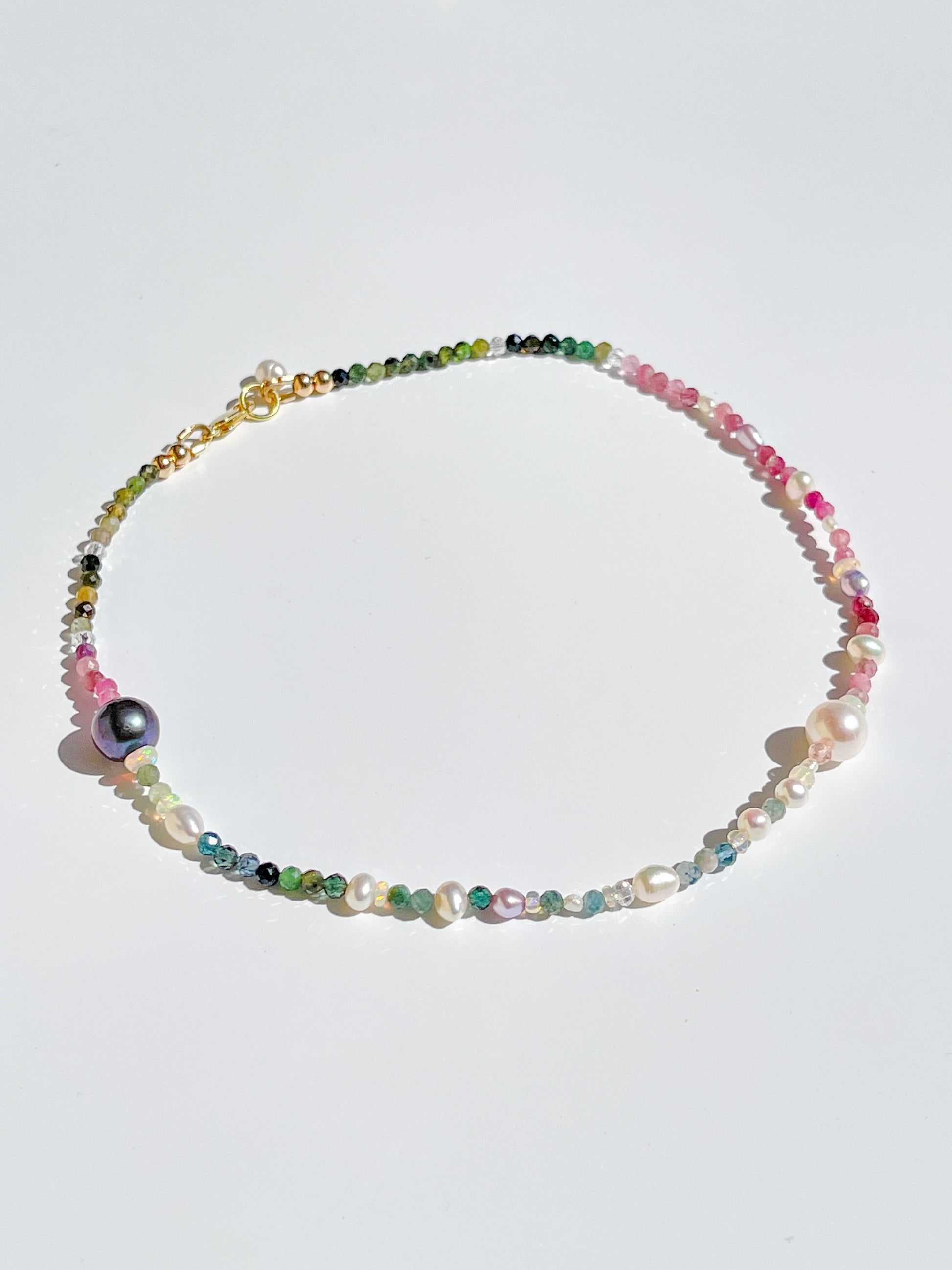 Nāmaka Tourmaline with Akoya & Tahitian Pearl Fine Choker Necklace.