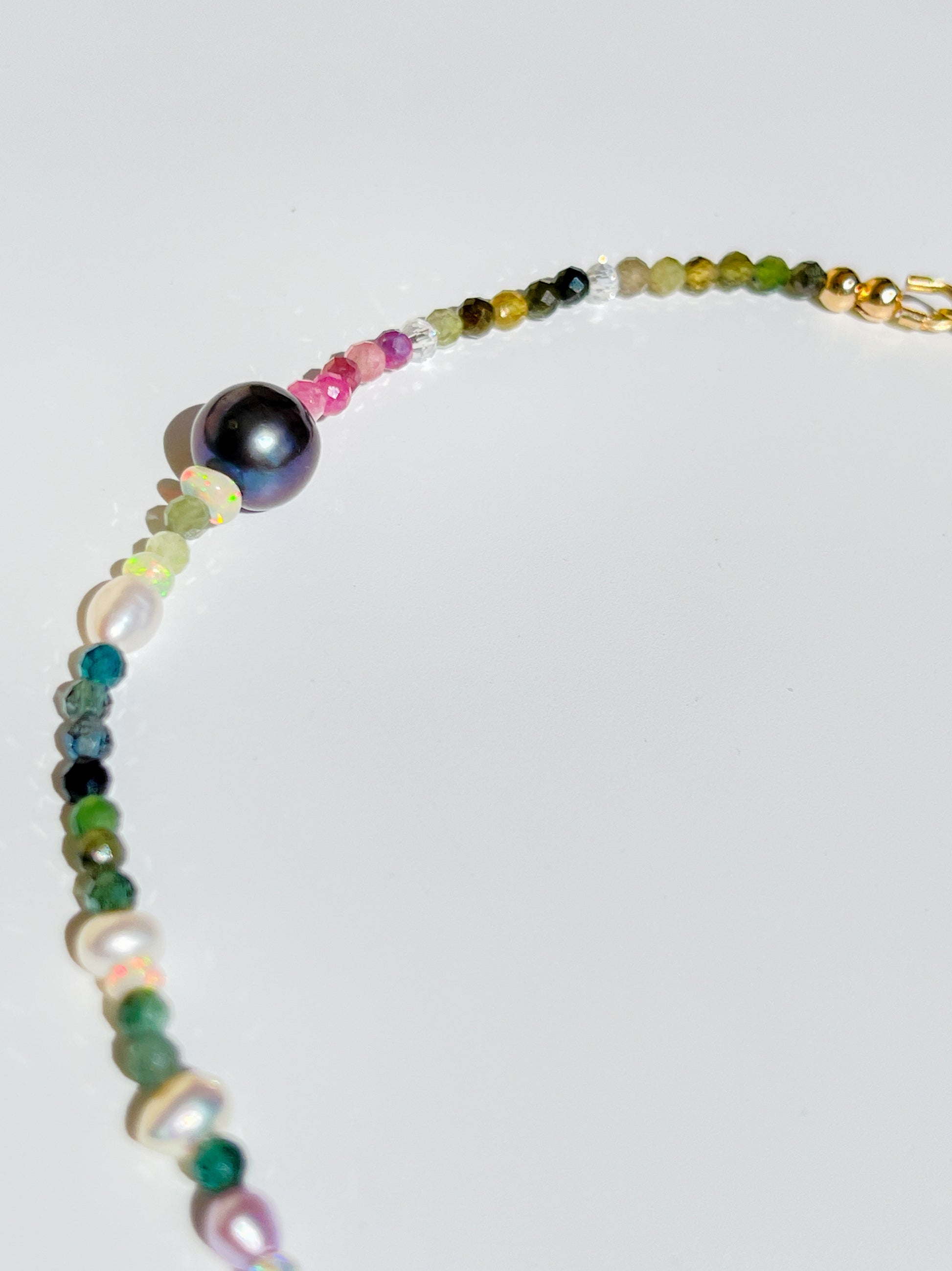 Nāmaka Tourmaline with Akoya & Tahitian Pearl Fine Choker Necklace.