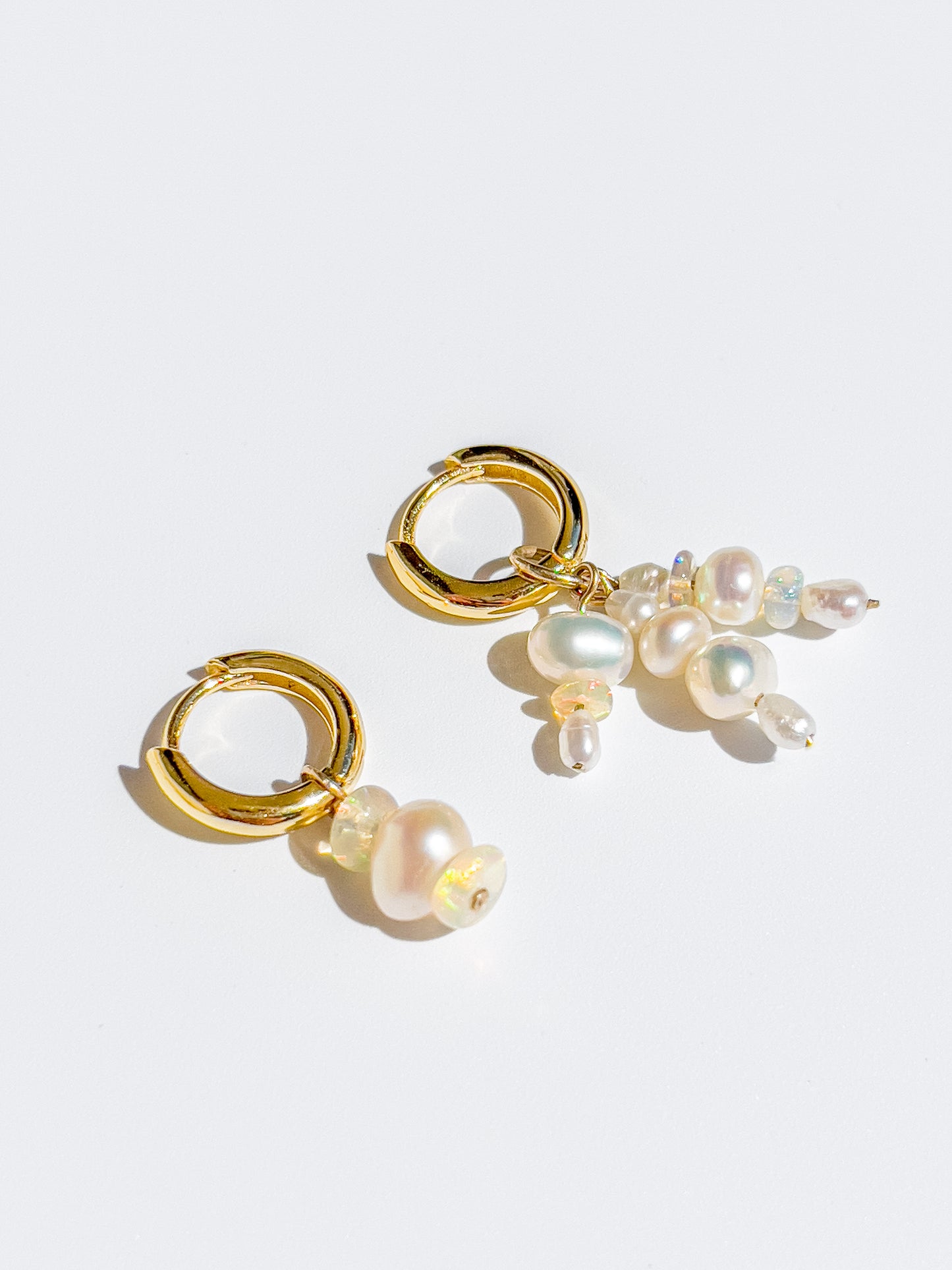 Mini Confetti Opal & Pearl Gold Hoops