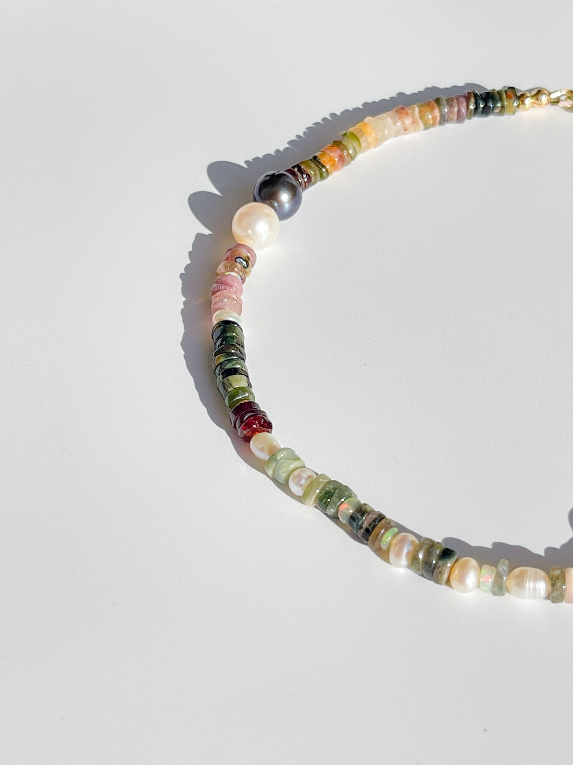 Nāmaka Bold Tourmaline with Akoya & Tahitian Pearl Choker Necklace.