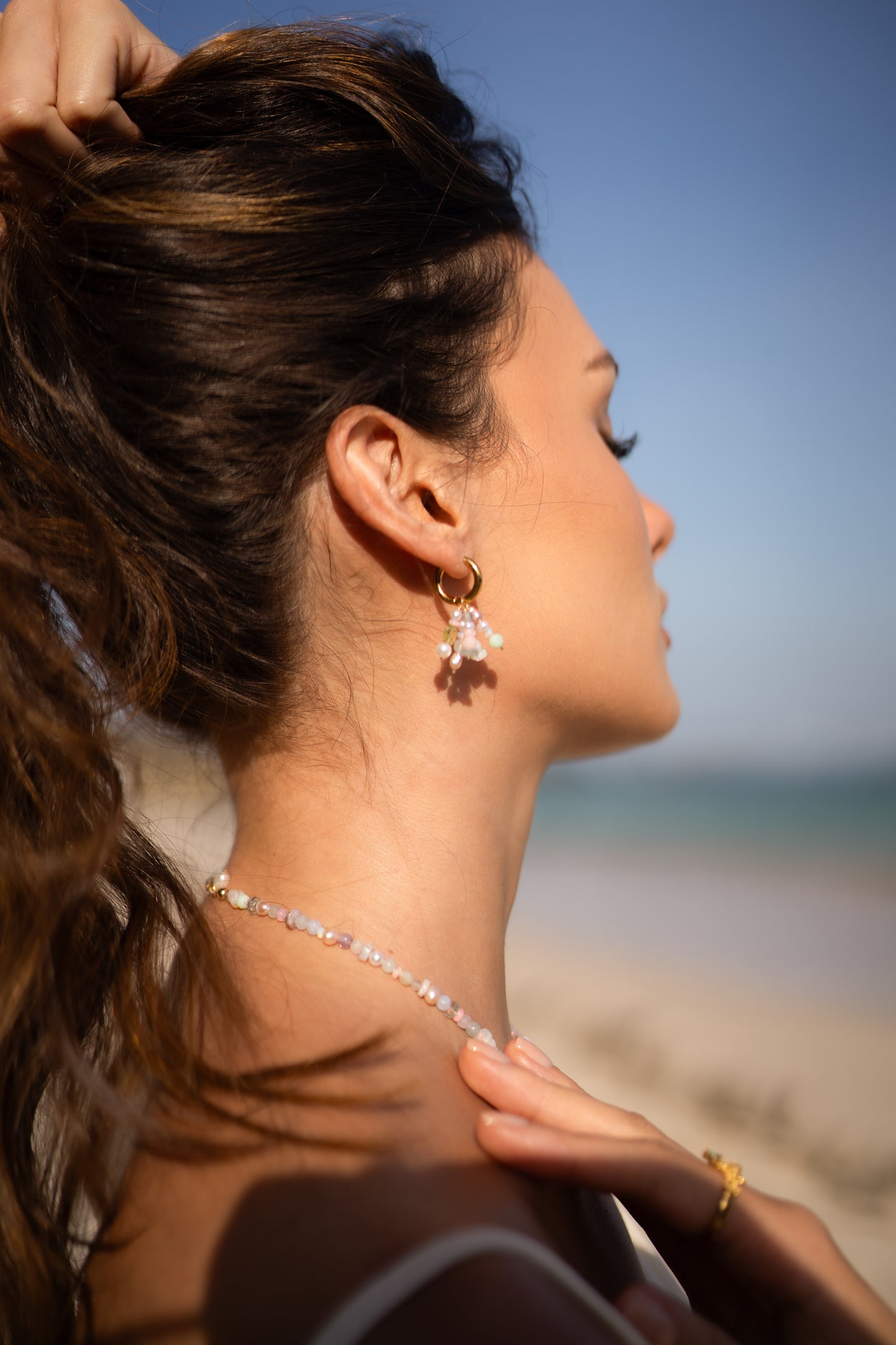Atoll Multi Stone and Pearl Hoop Earrings
