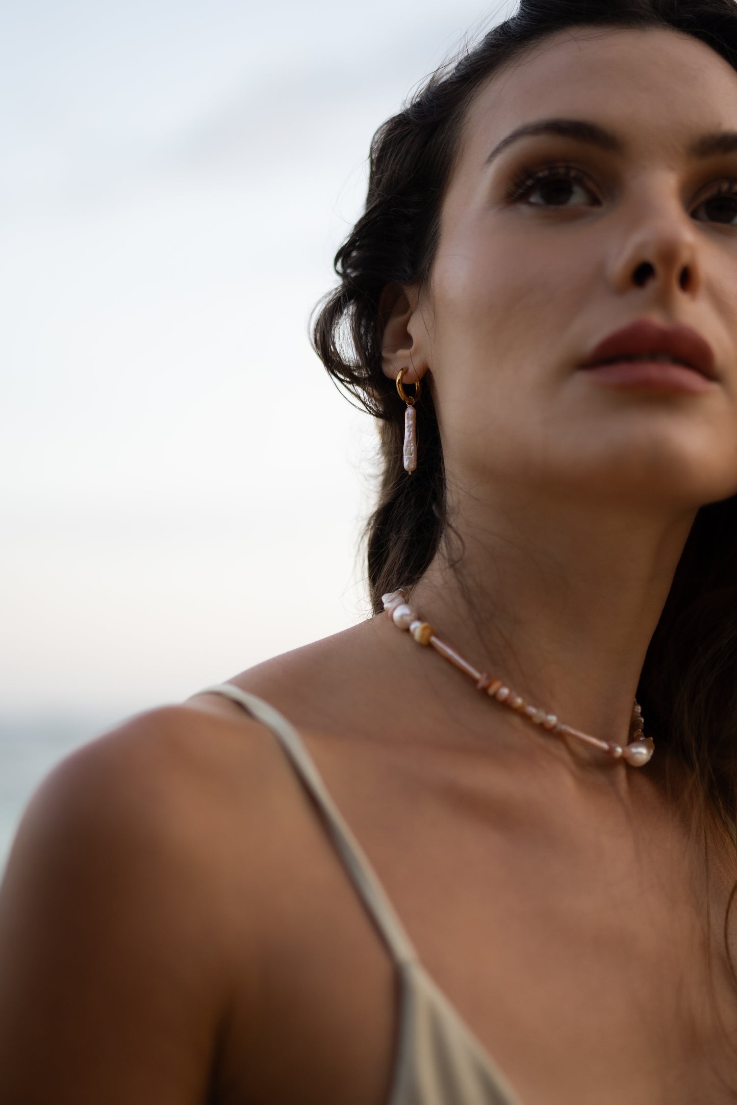 Peach Candy Pearl & Opal Necklace