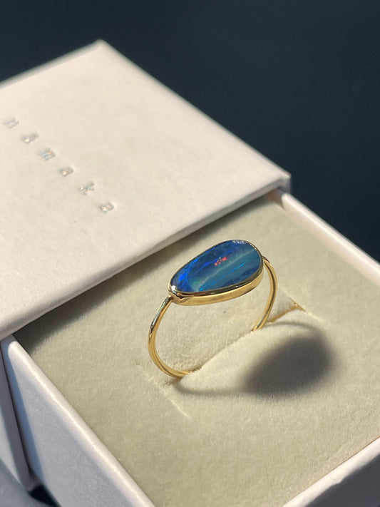 Opal Ring Gold Large - 3 -size 7