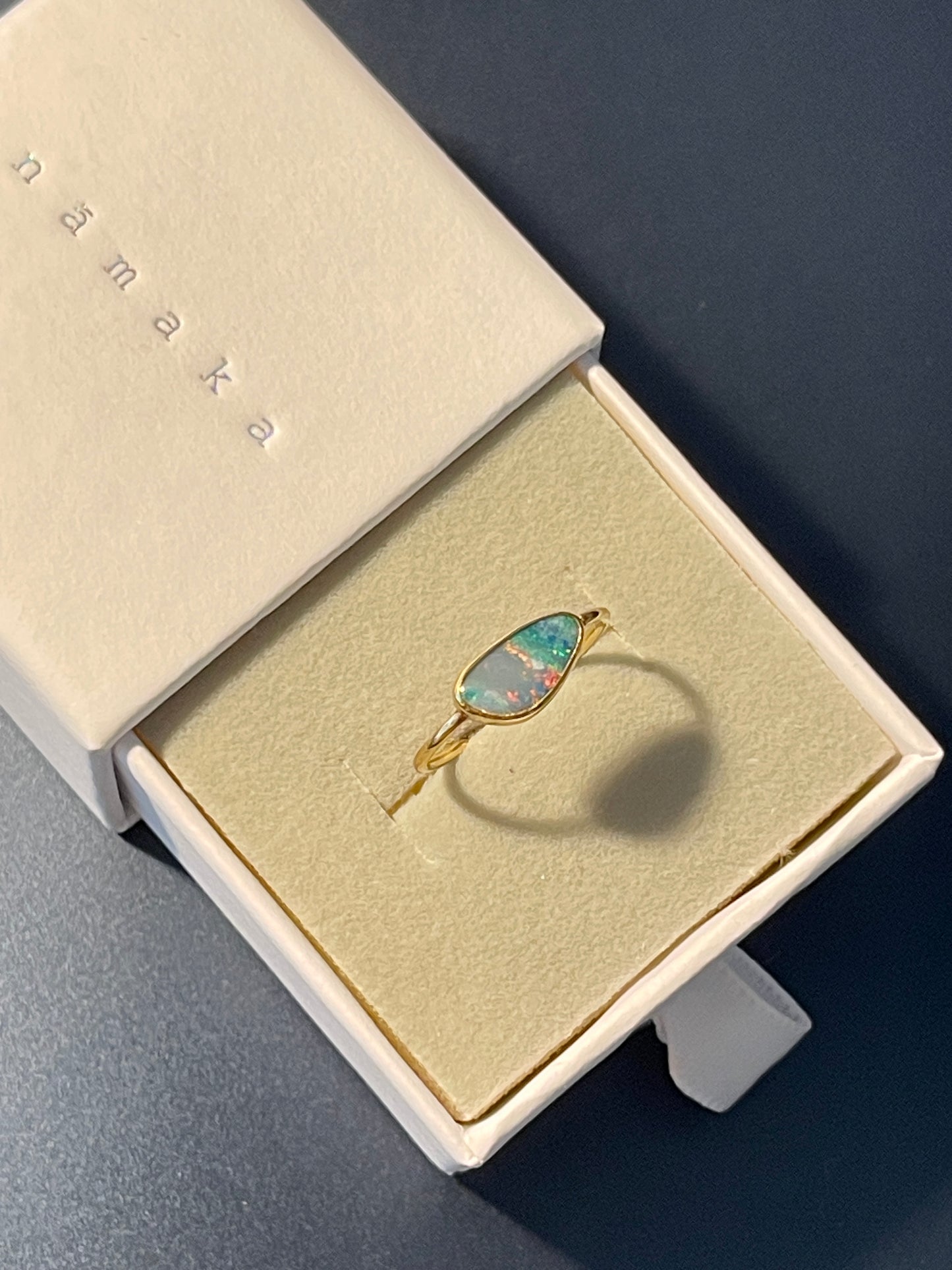Opal Ring Gold Large - 4 -size 7