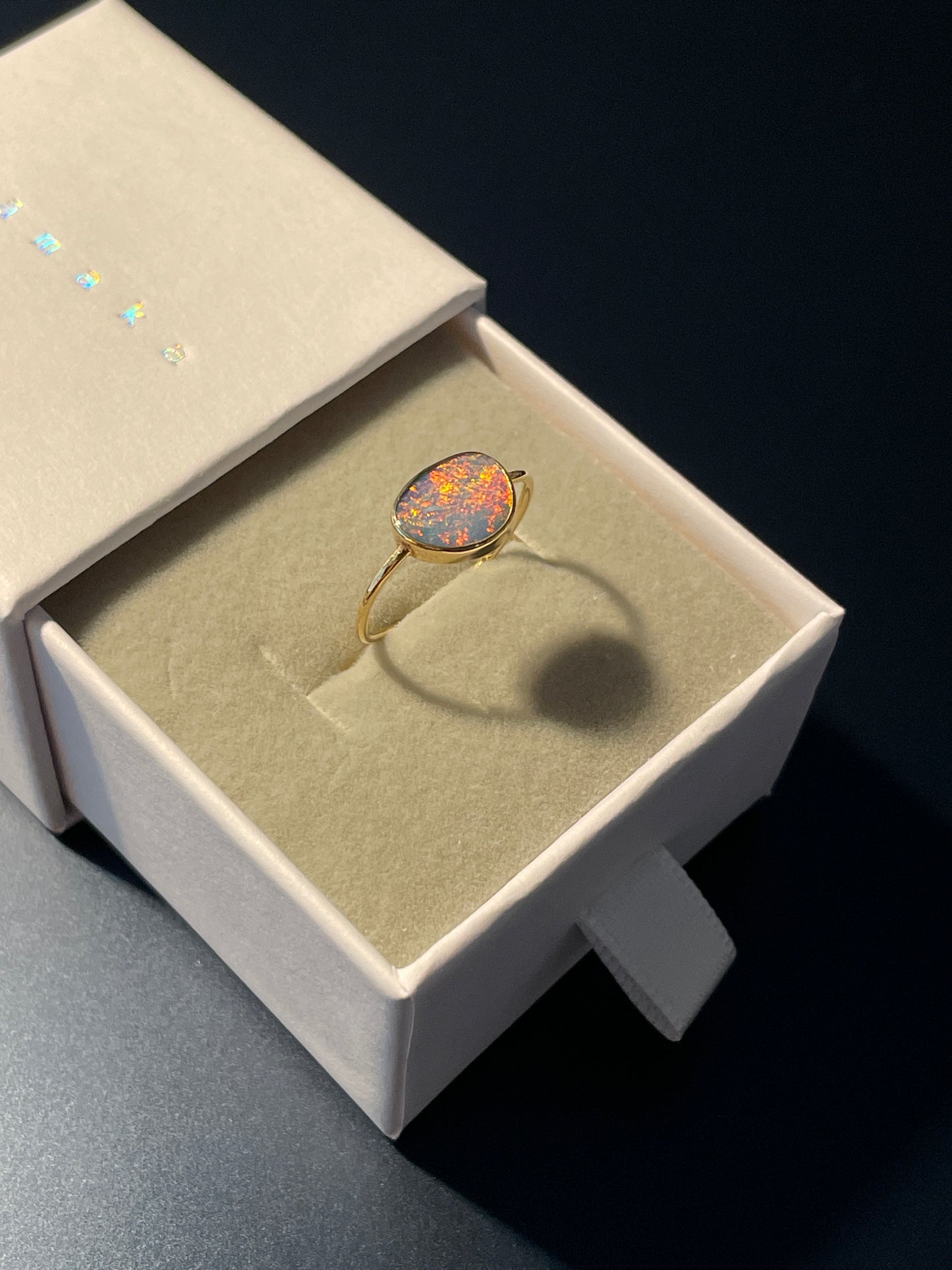 Opal Ring Gold Large - 5 -size 7