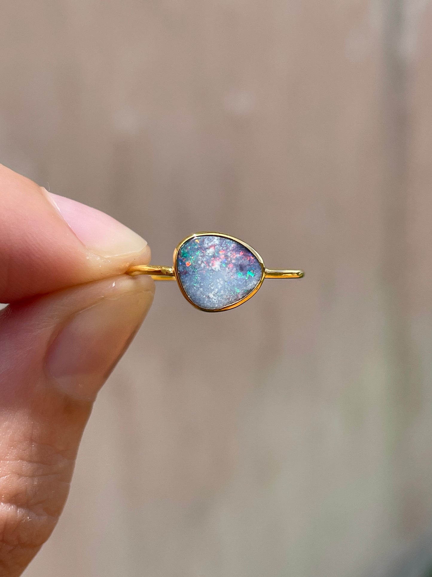 Opal Ring Gold Large - 6 -size 7