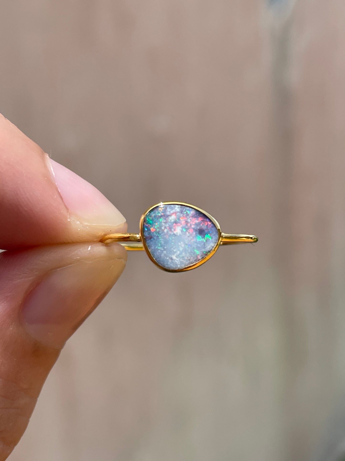 Opal Ring Gold Large - 6 -size 7
