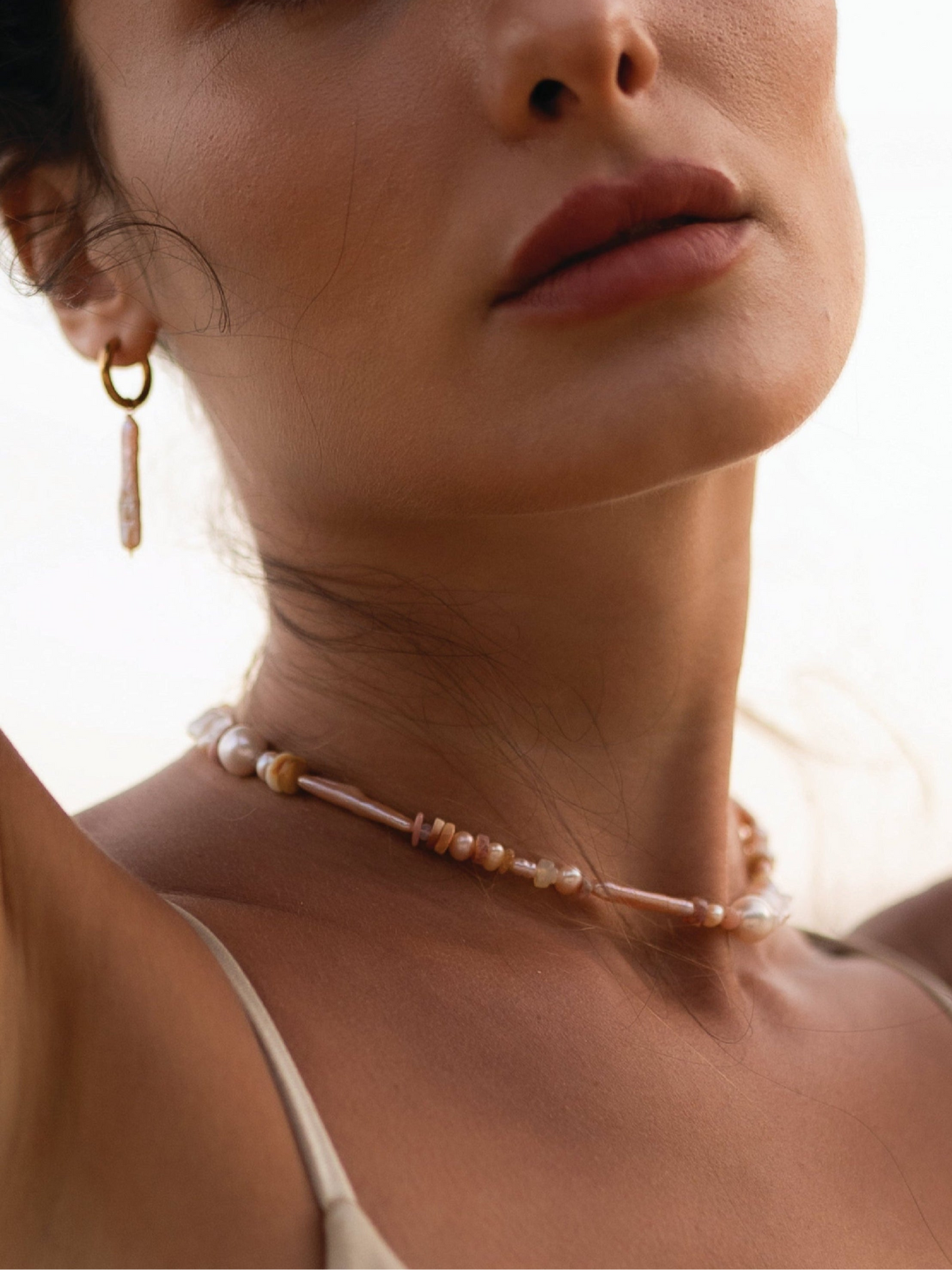 Peach Candy Pearl & Opal Necklace