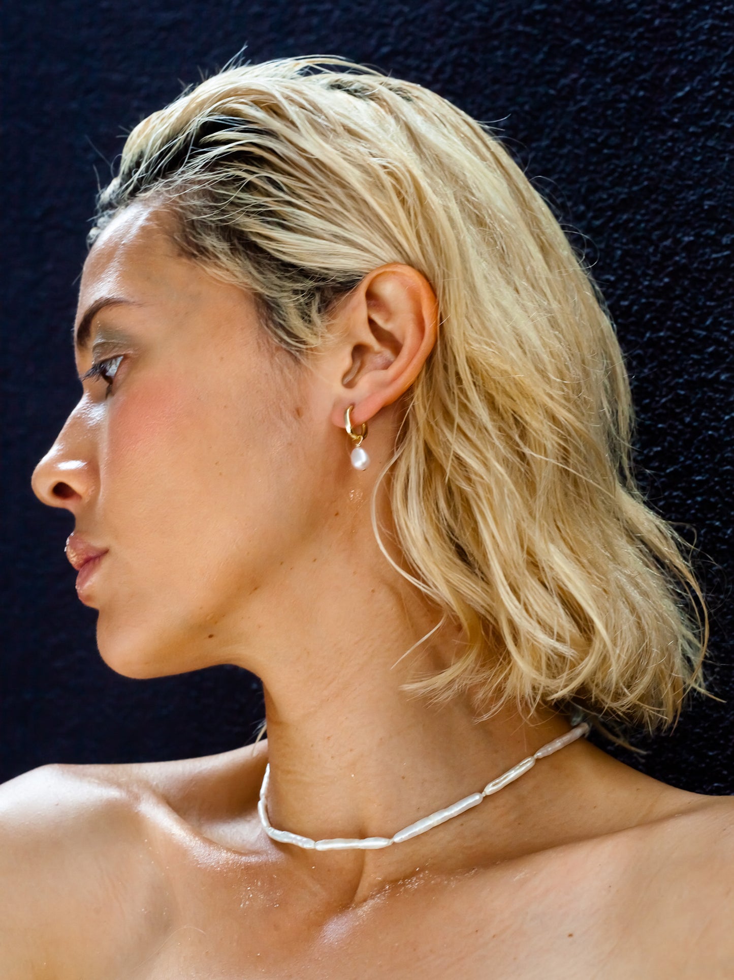 Luxe Keshi & Biwa Pearl Necklace. Biwa and Keshi pearls, naturally white with an iridescent shine and in free formed shapes feature on this stunning necklace. Elongated shaped Biwa pearls are peppered with nugget shaped Keshi pearls. This necklace is handcrafted using 100% Silk thread, and is highlighted with 14kt Gold Filled beads and hardware.  Designed and Handcrafted by nāmaka in Melbourne Australia      