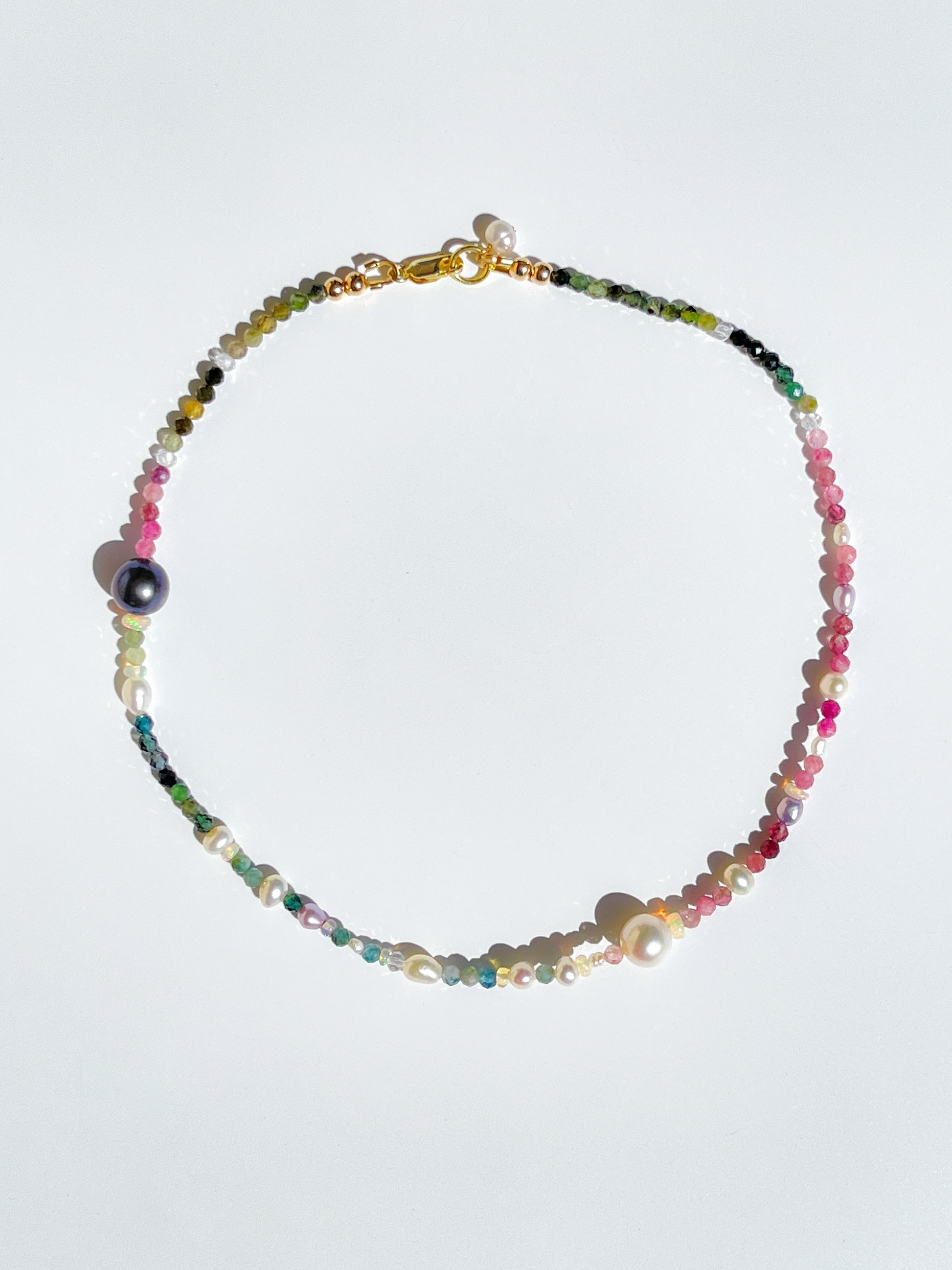 Nāmaka Tourmaline with Akoya & Tahitian Pearl Fine Choker Necklace.
